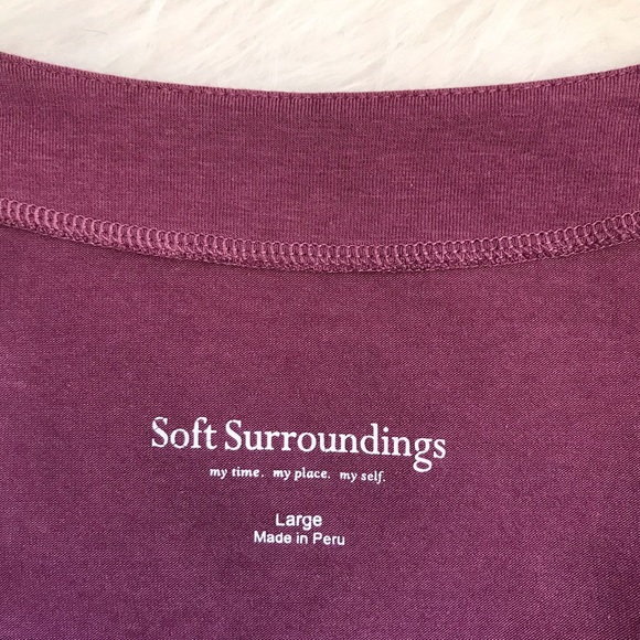 Soft Surroundings Plum Faux Wrap 3/4 Sleeve Knit L - Picture 6 of 7